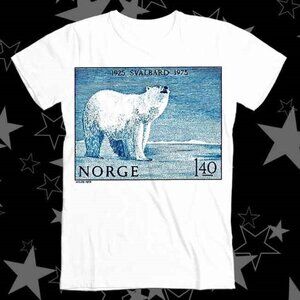 Vintage Norway Polar Bear Stamp T-Shirt – Svalbard 1925–1975 Graphic Tee